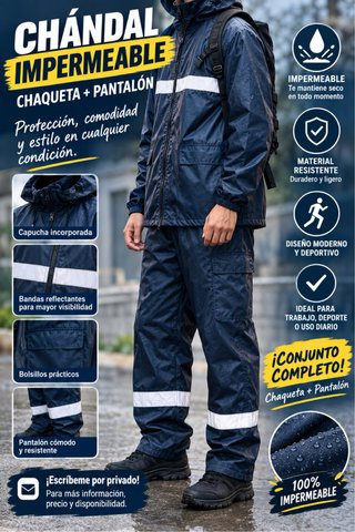 Chándal Impermeable Chaqueta + Pantalón Azul