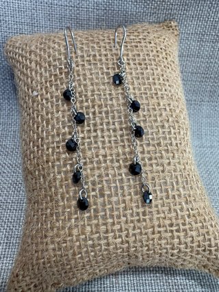 Pendientes plata con piedra Swarovski negra
