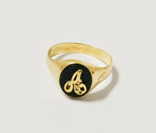 Anillo Sello Oro 18k Ónix Inicial A - 4.16 gr