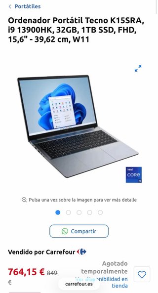 Portátil Tecno K15sra i9 13900HK 1TB