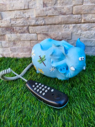 Teléfono Adorno Elefante Azul