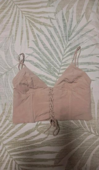 Top Zara beige con cordones