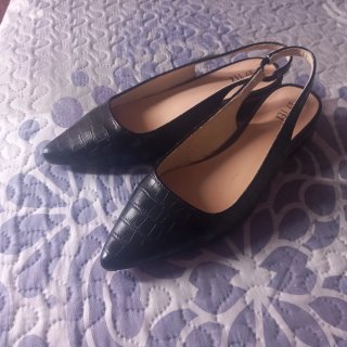 Zapatos negros slingback piel cocodrilo T37