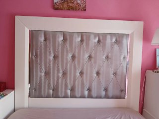 Cabecero cama 160x170 blanco y gris