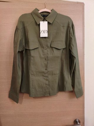 Camisa Zara Verde Oliva Talla L