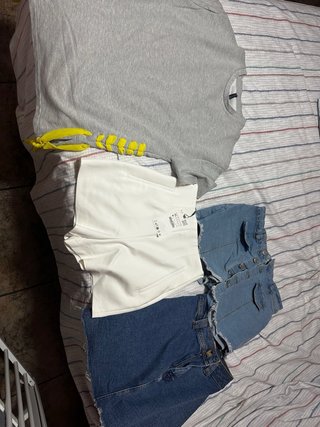 Falda pantalón blanca y vaquera