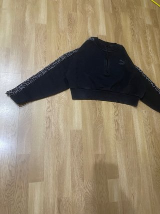 Sudadera Crop Puma Leopardo (Negra - Talla L)