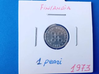 Moneda 1 Penni Finlandia 1973