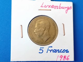 Moneda 5 Francos Luxemburgo 1986