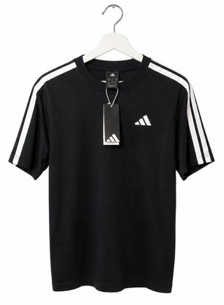 Camiseta Adidas Negra Rayas Blancas Talla S