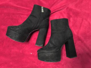 Botines Zara Plataforma Tacón Grueso Negro