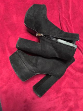 Botines Zara Plataforma Tacón Grueso Negro