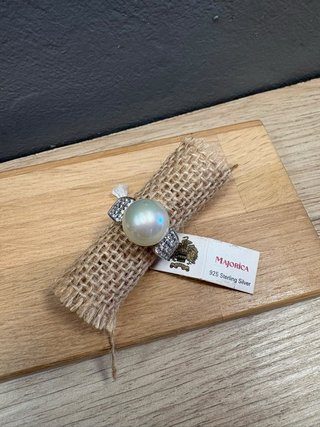 Anillo Majorica Plata 925 Perla y Circonitas