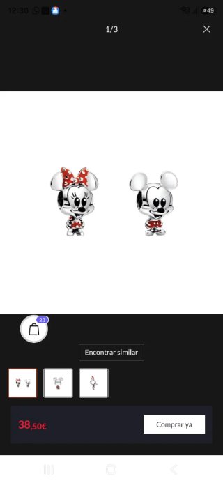 Pack Charm Minnie Mouse Pandora Plata