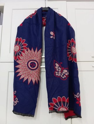 Sciarpa donna lana/viscosa fiori e farfalle