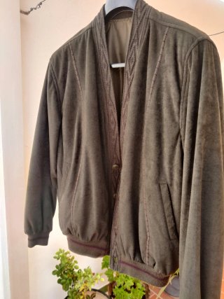 Chaqueta Bomber Estilo Vintage Verde Oliva