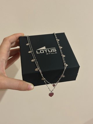 Collar Lotus Style Doble Corazones Plateado