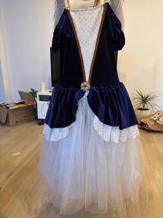 Vestido Danza Tutú Talla 10-12 Azul y Blanco