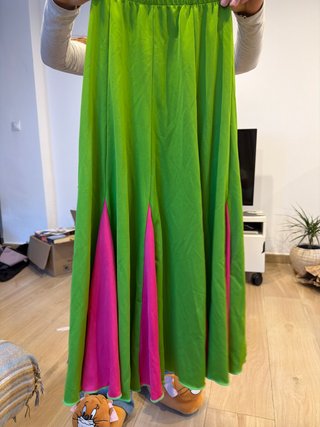 Falda flamenca verde y fucsia Talla M