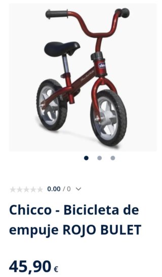 Bicicleta sin pedales Chicco Bullet Roja