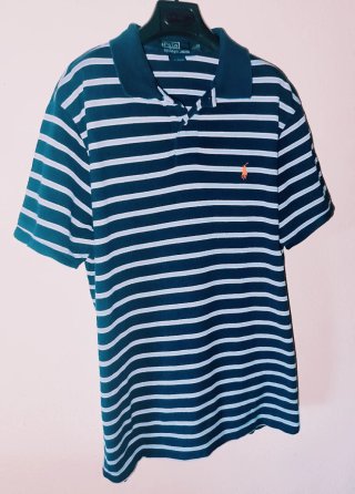 Polo Ralph Lauren Rayas Azul Talla XL