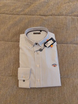 Camisa Spagnolo Rayas Azul y Blanco Talla L