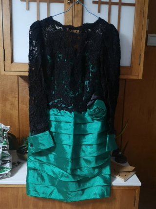 Vestido fiesta verde y negro