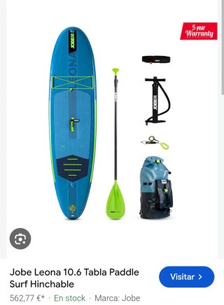 Tabla Paddle Surf Jobe Leona 10.6 Hinchable