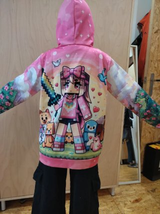 Sudadera Minecraft Niña Rosa