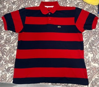 Polo Lacoste Rayas Rojo y Azul