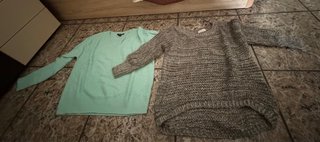 Conjunto 2 jerséis mujer verde y gris