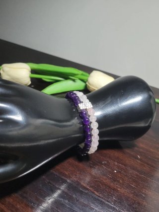 Conjunto de 2 Pulseras de Piedra Natural y Plata