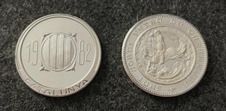 LOTE 2 MEDALLAS PLATA 800 MUNDIAL FUTBOL 1982
