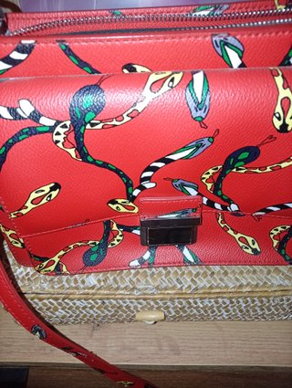 Bolso Bimba y Lola Rojo Estampado Serpientes