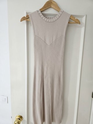 Vestido Midi Guess Beige Punto Canalé