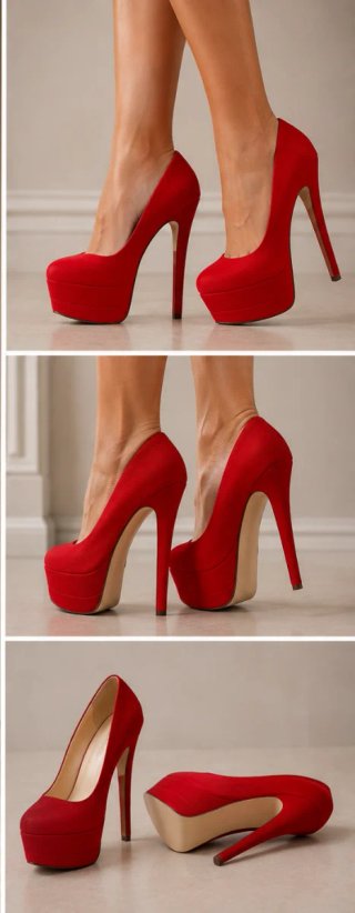 Zapatos de tacón rojos con plataforma