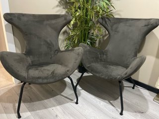 2 Butacas de terciopelo gris/marron