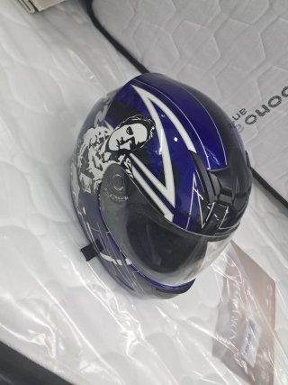 Casco de Moto Integral Azul y Blanco