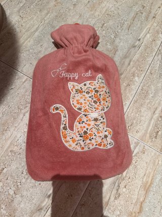 Bolsa de agua caliente con funda de gato