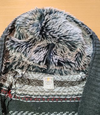 Chaqueta larga de punto con estampado nórdico