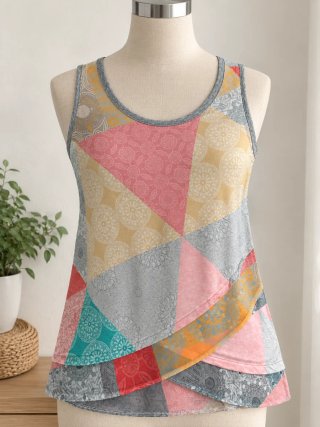 Top Desigual mujer S multicolor patchwork sin mang