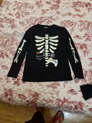 Disfraz pijama esqueleto + máscara