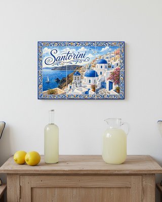 Mural Santorini piastrelle in ceramica stile mediterraneo
