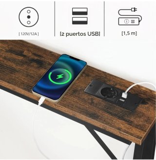 Tavolo Consolle Corridoio USB in Metallo Marrone Vintage