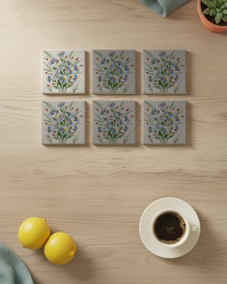 Pack 6 azulejos margaritas azules cerámica cocina