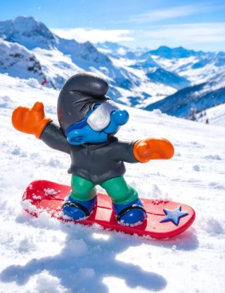 Puffo con Snowboard