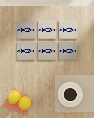 Pack 6 azulejos peces 10x10 cm cerámica artesanal