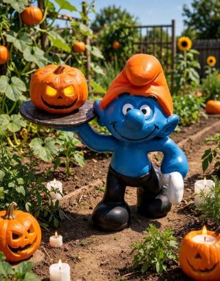 Puffo custom con zucca di Halloween