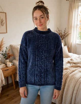 Jersey de Chenilla Azul Marino Peacocks