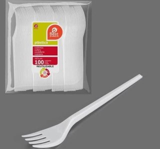 100 Garfos de Plástico Reutilizáveis